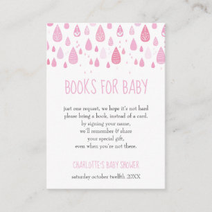 Baby roze regendruppels Boek Aanvraag Baby shower Informatiekaartje