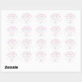 Baby roze regendruppels koppels baby shower ronde sticker (Vel)