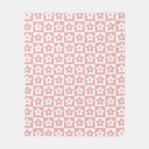 Baby Roze Retro geruit bloempatroon Fleece Deken