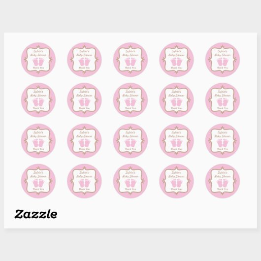 Baby roze ronde sticker (Vel)
