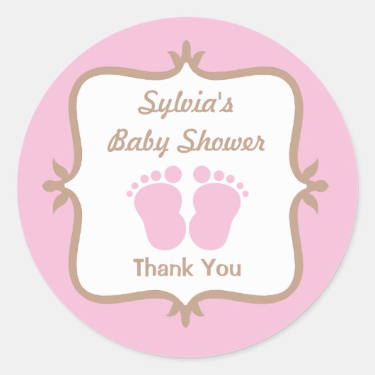 Baby roze ronde sticker (Voorkant)