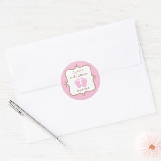 Baby roze ronde sticker (Envelop)
