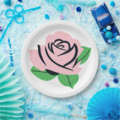 Baby Roze Roos Papieren Bordje (Feest)