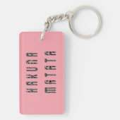 Baby roze, roze, Zebra Print Design Patroon Sleutelhanger (achterkant)