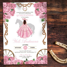 Baby Roze Rozen Western Charro Quinceanera Kaart