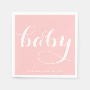 Baby   Roze Script Baby shower Papier servet