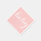 Baby | Roze Script Baby shower Papier servet (Hoek)