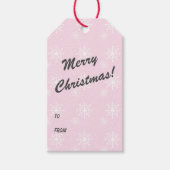 Baby roze Snowflake Print Merry Kerstry Cadeaulabel (Voorkant)
