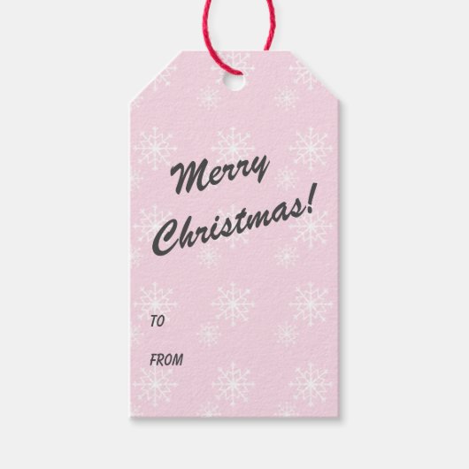 Baby roze Snowflake Print Merry Kerstry Cadeaulabel (Voorkant)