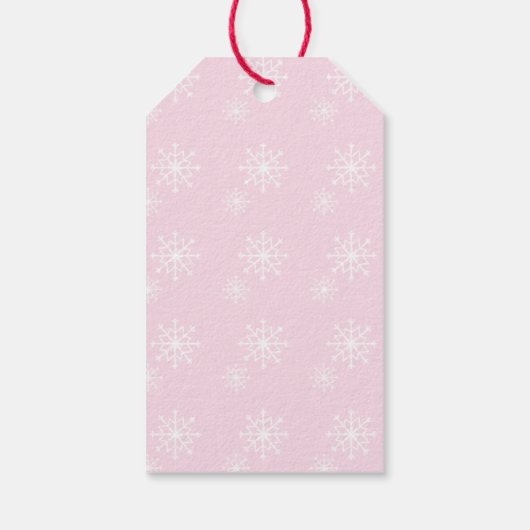 Baby roze Snowflake Print Merry Kerstry Cadeaulabel (Achterkant)