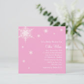 Baby roze Snowflakes Shower-uitnodiging Kaart (Staand voorkant)