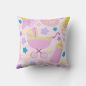 Baby Roze Sterren en Koets Keepsake Kussen (Achterkant)