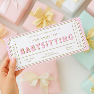 Baby Roze Streep Babysitten Cadeaubon Kaart