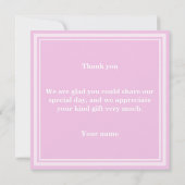 Baby roze strepen dank je creditcard bedankkaart (Achterkant)