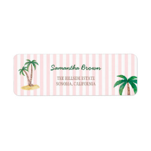 Baby Roze Strepen Palm Beach Feest Etiket