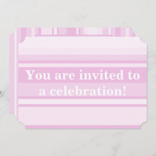 Baby roze strepen-uitnodiging kaart (Voorkant / Achterkant)