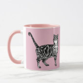 Baby Roze Tabby cat Katten Whimsical Art Mok (Links)