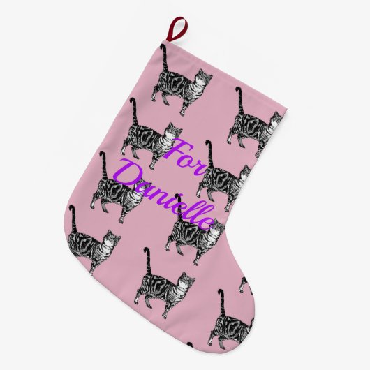 Baby roze tablet Katten Kerstmis stoppen Grote Kerstsok (Voorkant (Hangend))
