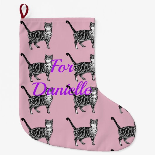 Baby roze tablet Katten Kerstmis stoppen Grote Kerstsok (Voorkant)