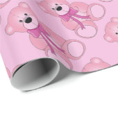 Baby Roze Teddy Bear Pattern Wrapping Paper Cadeaupapier (Rol Hoek)