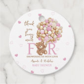 Baby roze teddybeer meisje douche dank u bedankjes labels (Voorkant)