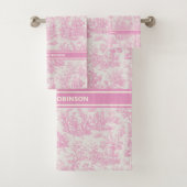 baby roze toile de jouy bedrukt bad handdoek (Insitu)