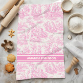  baby roze toile de jouy bedrukt theedoek