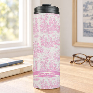 baby roze toile de jouy bedrukt thermosbeker