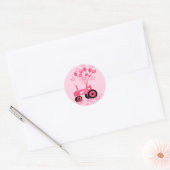Baby roze tractor met ballonnetjes ronde sticker (Envelop)