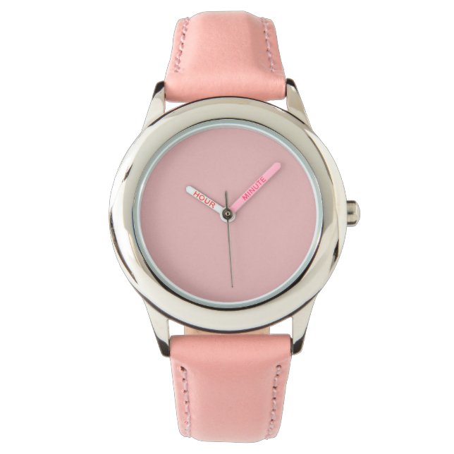 Baby Roze vaste kleur Horloge (Voorkant)