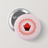 Baby roze vierkant hartontwerp ronde button 5,7 cm (Voorkant /achterkant)