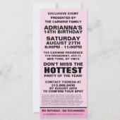 Baby roze VIP Foto Ticket Birthday Party Kaart (Achterkant)