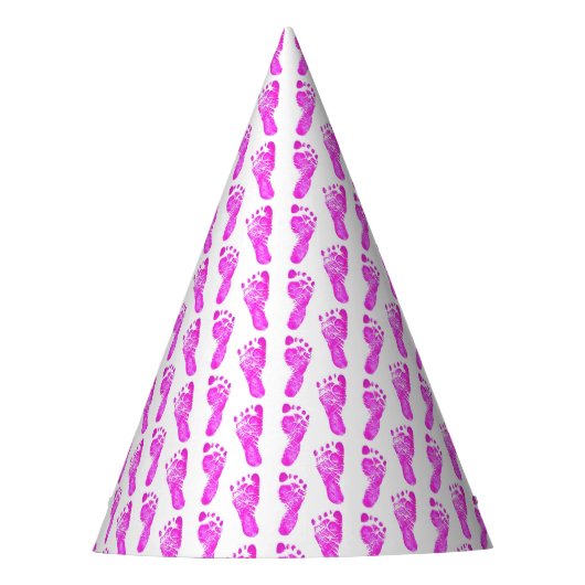 Baby roze voetafdrukken feesthoedjes (Voorkant)