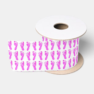 Baby roze voetafdrukken Satin Ribbon Satijnen Lint