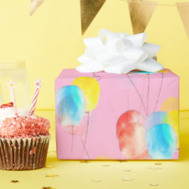 Baby roze Waterverf ballonvlekkerij Cadeaupapier