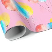 Baby roze Waterverf ballonvlekkerij Cadeaupapier (Rol Hoek)