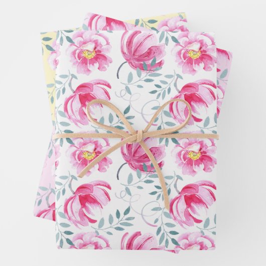Baby Roze Waterverf Engelse Rozen Inpakpapier Vel (In situ)