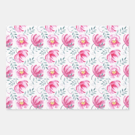 Baby Roze Waterverf Engelse Rozen Inpakpapier Vel (Voorkant)