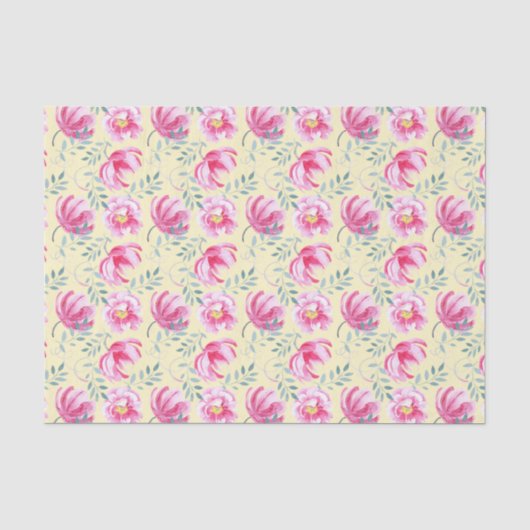 Baby Roze Waterverf Engelse Rozen Tissuepapier (Voorkant)