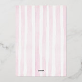 Baby Roze Waterverf Gouden Kruisdoop Folie Uitnodiging (Achterkant)