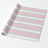 Baby Roze wit en grijs gestreept verpakkingspapier Cadeaupapier (Uitgerold)