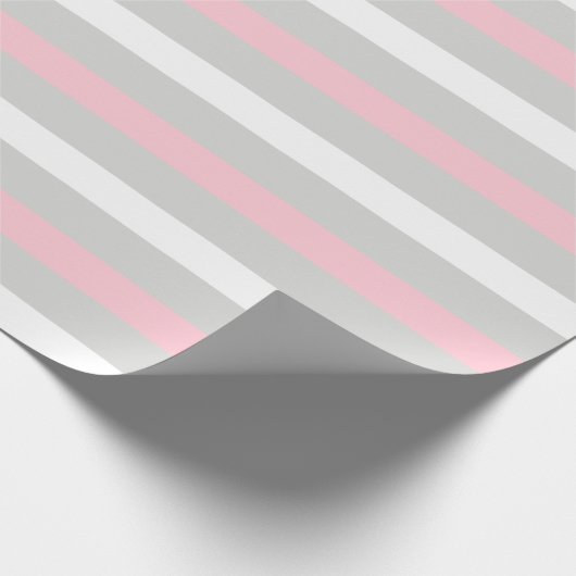 Baby Roze wit en grijs gestreept verpakkingspapier Cadeaupapier (Hoek)