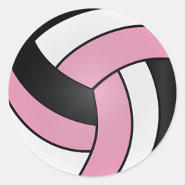 Baby roze, witte en zwarte volleybal ronde sticker