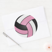 Baby roze, witte en zwarte volleybal ronde sticker (Envelop)