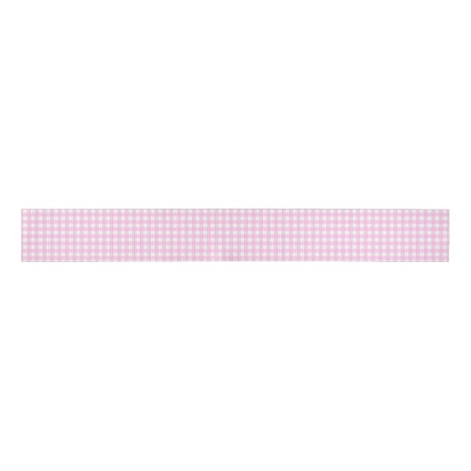 Baby roze witte gingham Check Pattered Grosgrain Lint (Voorkant)