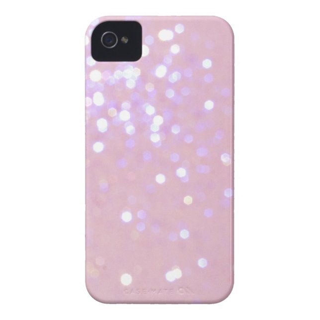 Baby Roze/Witte Glitter iPhone 4 Hoesje (Achterkant)