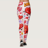 Baby Roze & Witte Streep Rode Hartjes Leggings (Achterkant)