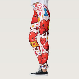 Baby Roze & Witte Streep Rode Hartjes Leggings