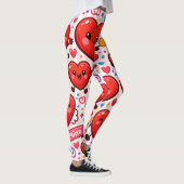Baby Roze & Witte Streep Rode Hartjes Leggings (Rechts)
