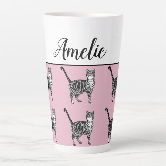 Baby roze witte tablet katten Katten Whimsical Lat Latte Mok (Voorkant)